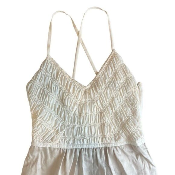 Banana Republic Tan & White Silk Linen Blend Mini Dress Size 6 - Picture 2 of 5